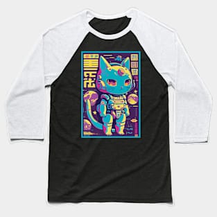 Vintage Anime Space Cat | Quality Retro Anime Origin Design | Chibi Kawaii Manga Art Baseball T-Shirt